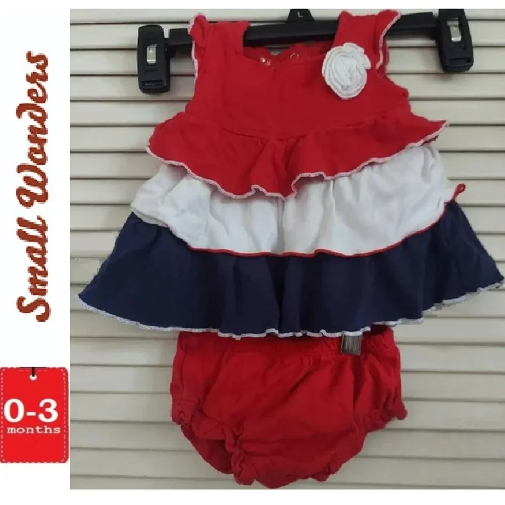 🎁 10/$25- Patriotic outfit,  0-3 months, Small Wonders